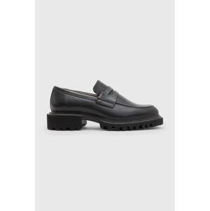 Kožne mokasinke AllSaints Lola Loafer za žene, boja: crna, s platformom, WF774Z