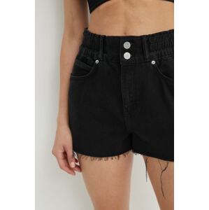Pamučne traper kratke hlače AllSaints HAILEY DENIM SHORT boja: crna, bez uzorka, visoki struk, W075EA