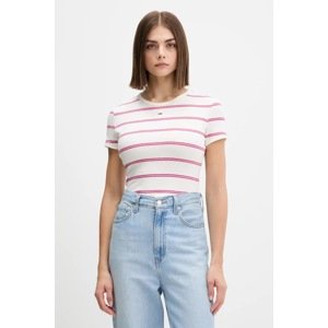 Majica kratkih rukava Tommy Jeans za žene, boja: bež, DW0DW17383
