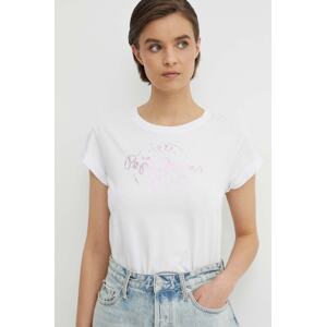 Pamučna majica Pepe Jeans KELTSE za žene, boja: bijela, PL505862