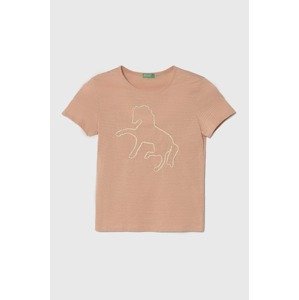 Dječja majica kratkih rukava United Colors of Benetton boja: bež