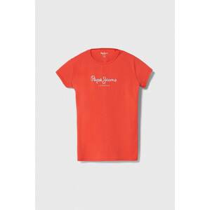 Dječja majica kratkih rukava Pepe Jeans HANA GLITTER boja: crvena