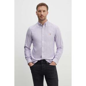 Pamučna košulja Polo Ralph Lauren za muškarce, boja: zelena, slim, s button-down ovratnikom