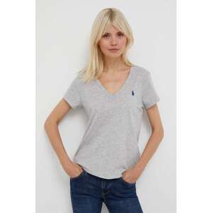Pamučna majica Polo Ralph Lauren boja: siva, 211902403
